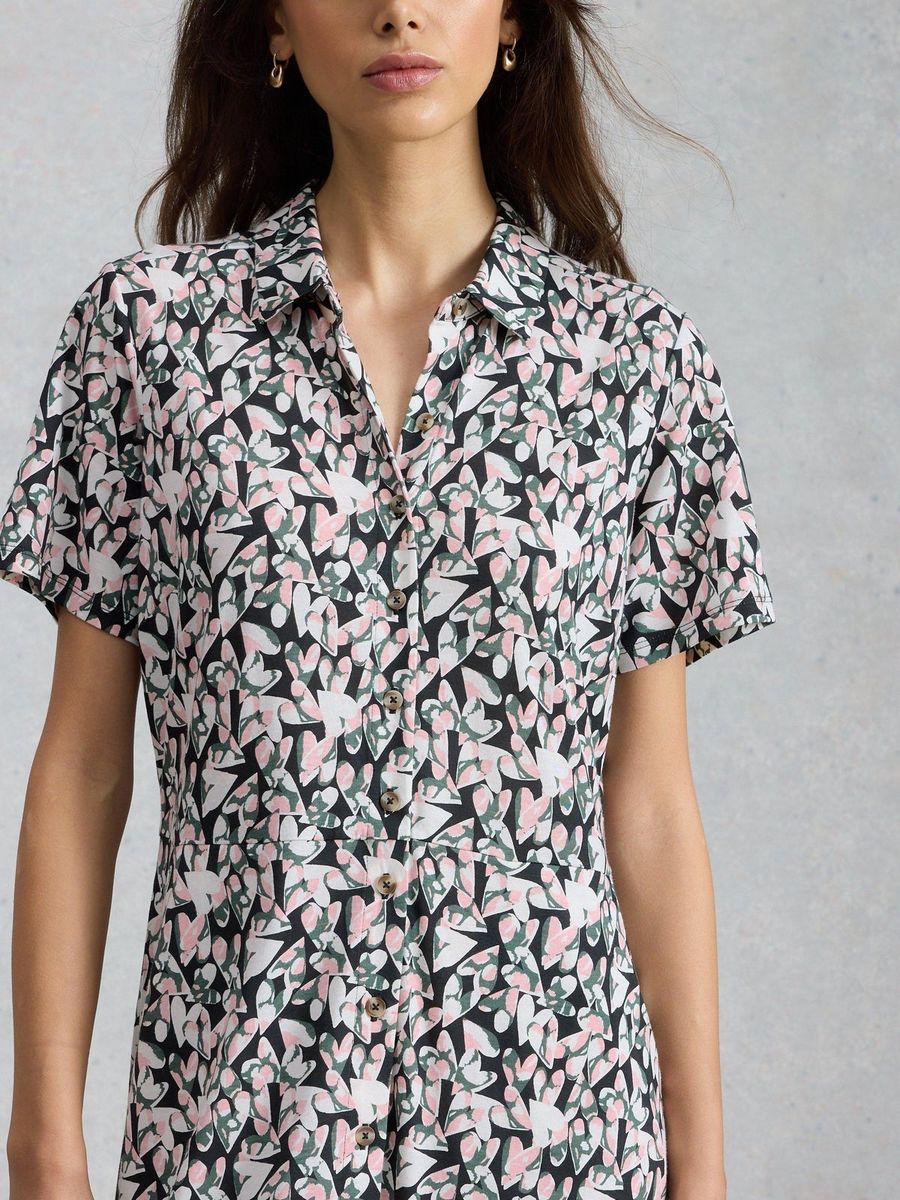 Gemustertes Jersey-Hemdblusenkleid