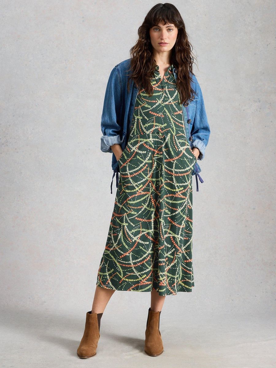 Jersey-Hemdblusenkleid mit geometrischem Print