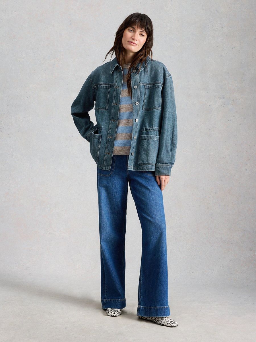Lässige Denim-Utility-Jacke im Chore-Style