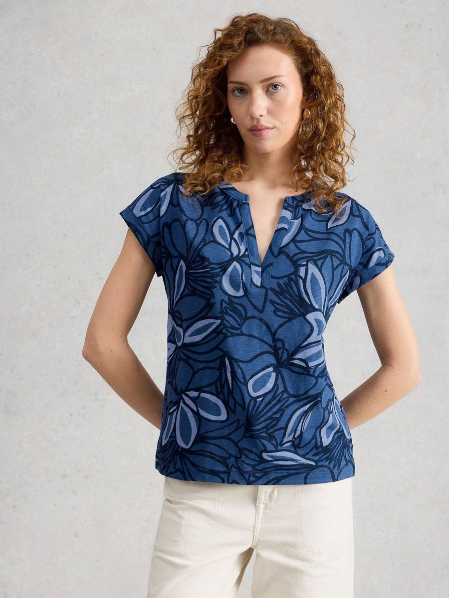 Baumwoll-T-Shirt mit floralem Print