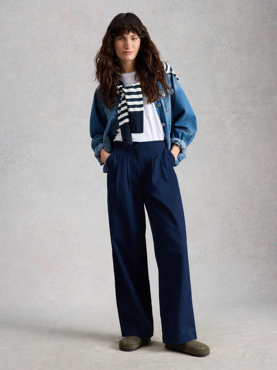 Weite Bundfaltenhose mit Hohem Bund