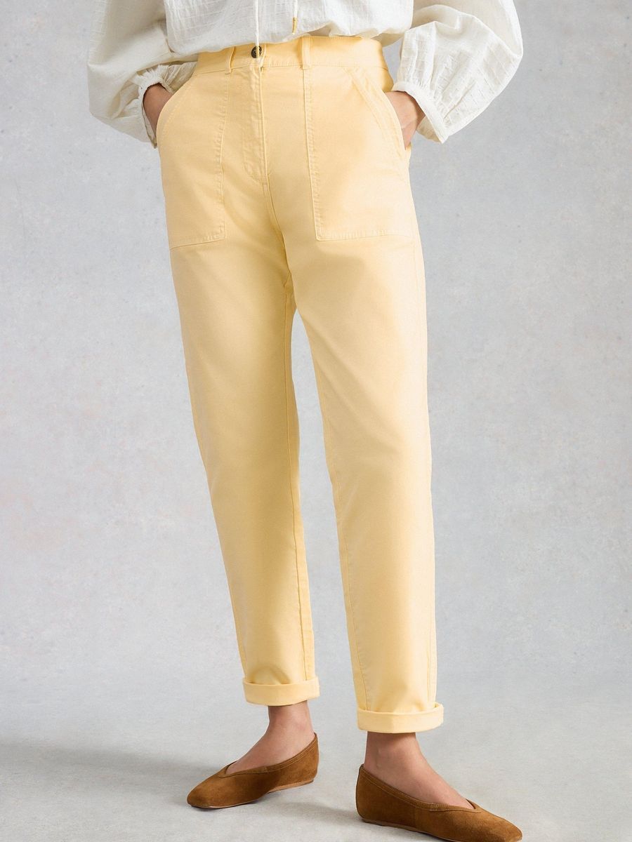 Hoch taillierte Baumwoll-Chino-Hose