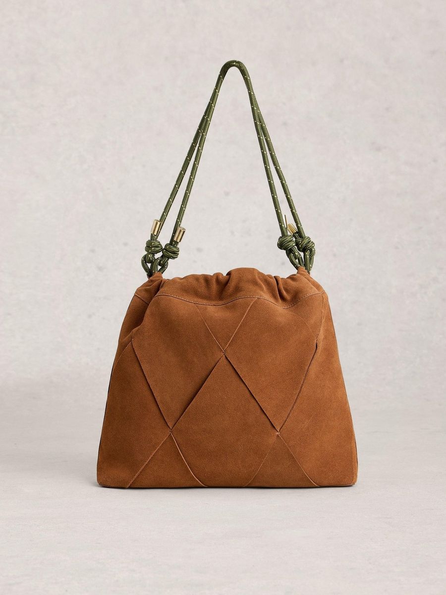 Callie Wildleder-Schultertasche mit Flechtdesign