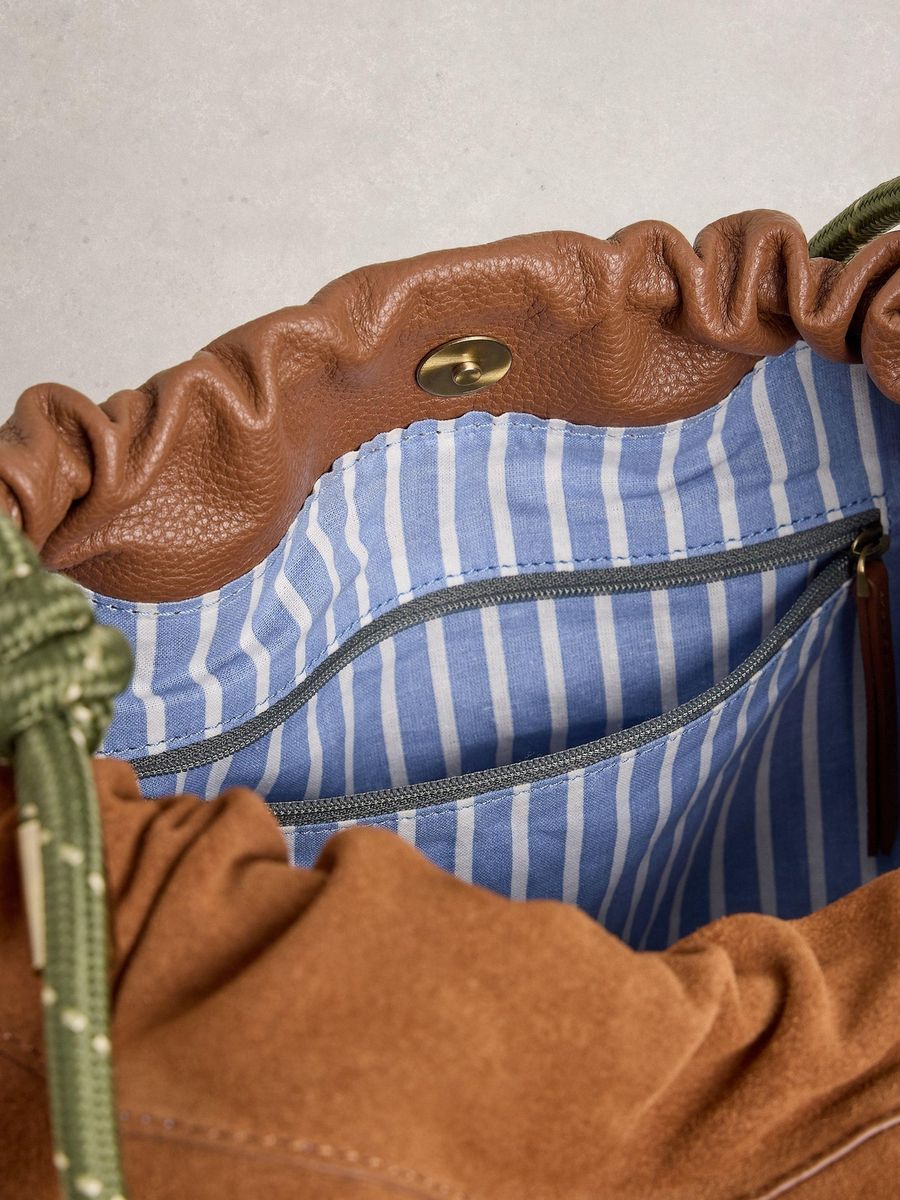 Callie Wildleder-Schultertasche mit Flechtdesign