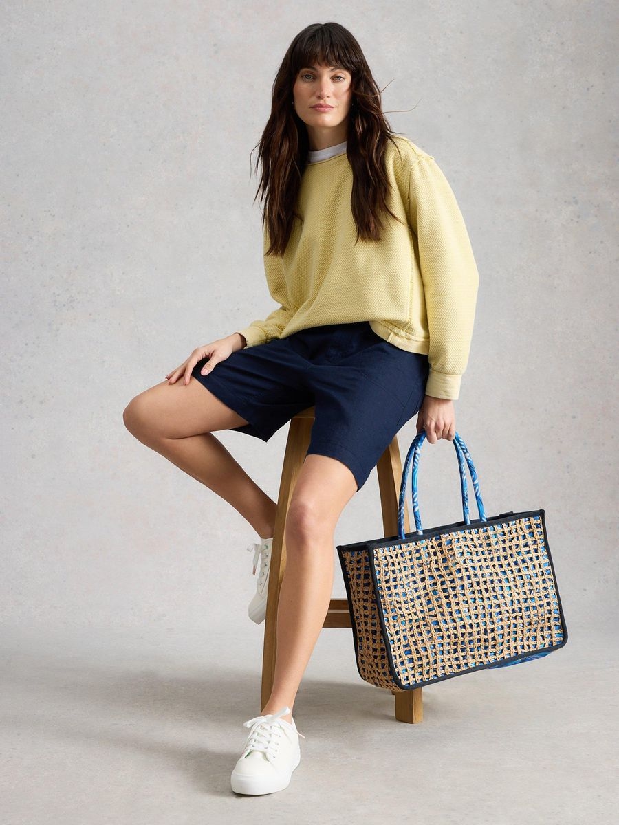 Bermuda-Shorts aus Leinen mit hoher Taille
