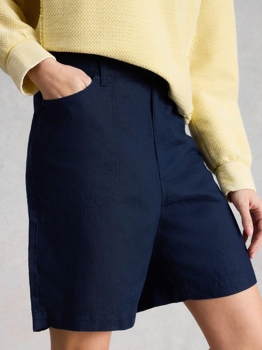 Bermuda-Shorts aus Leinen mit hoher Taille