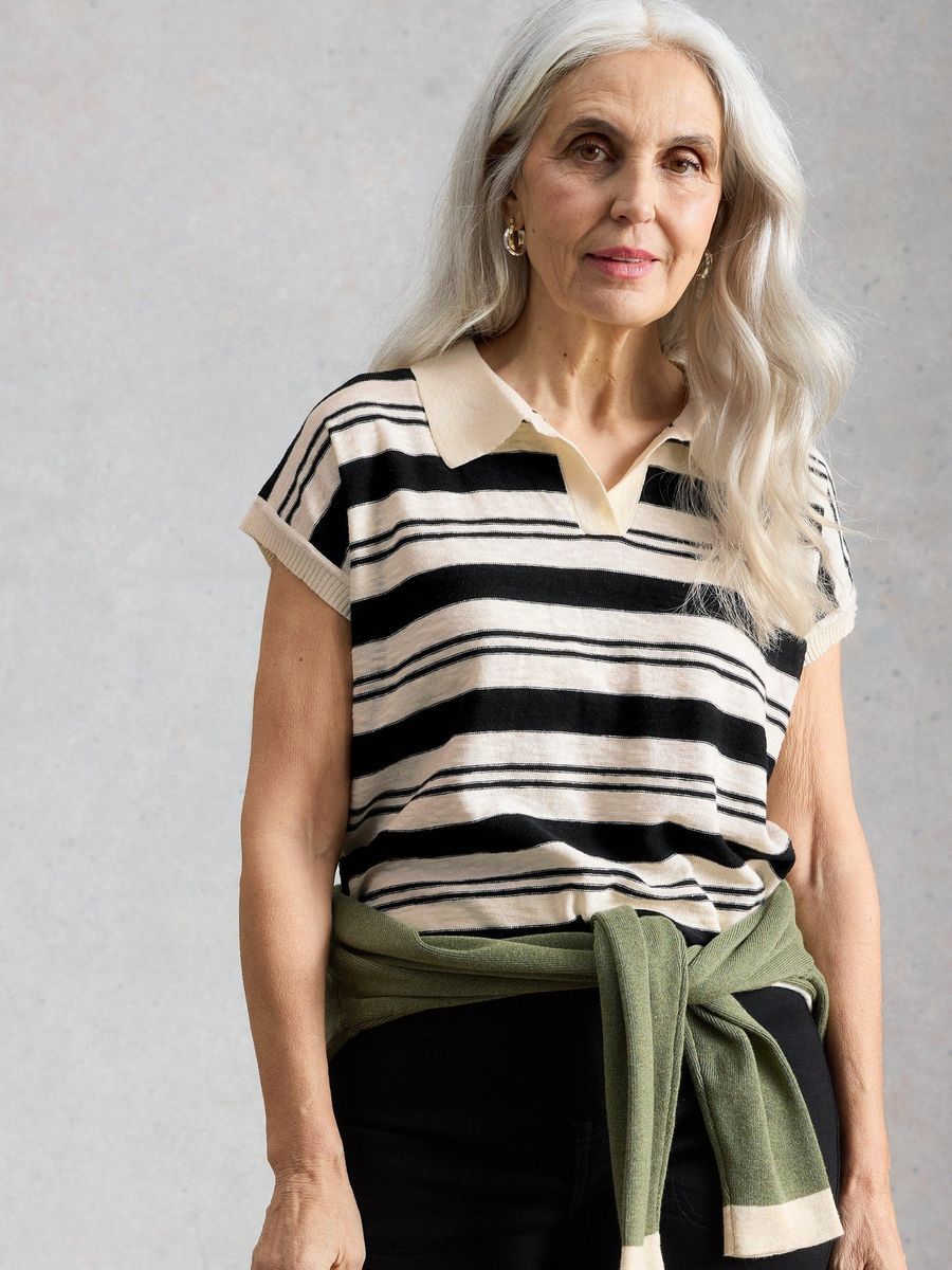 Gestreiftes Strick-Polotop
