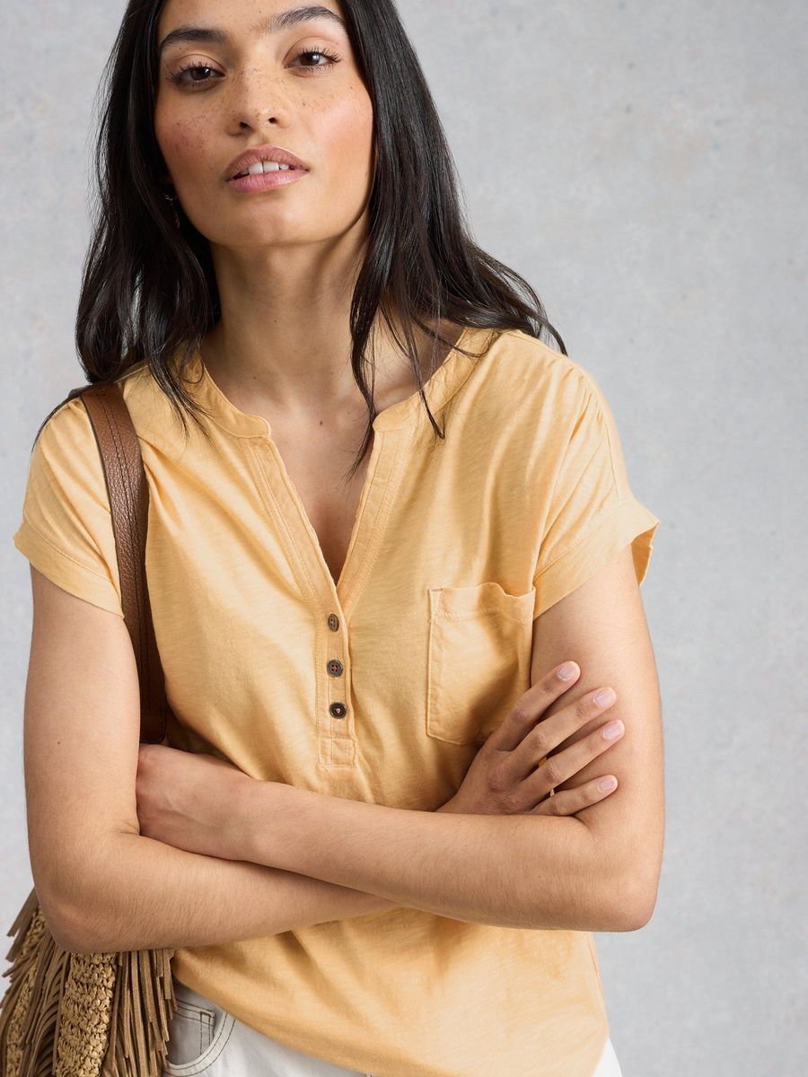 Ärmellose Henley-Bluse aus Baumwolljersey