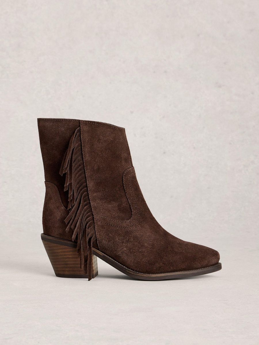 Western-Stiefeletten aus Wildleder mit Fransen