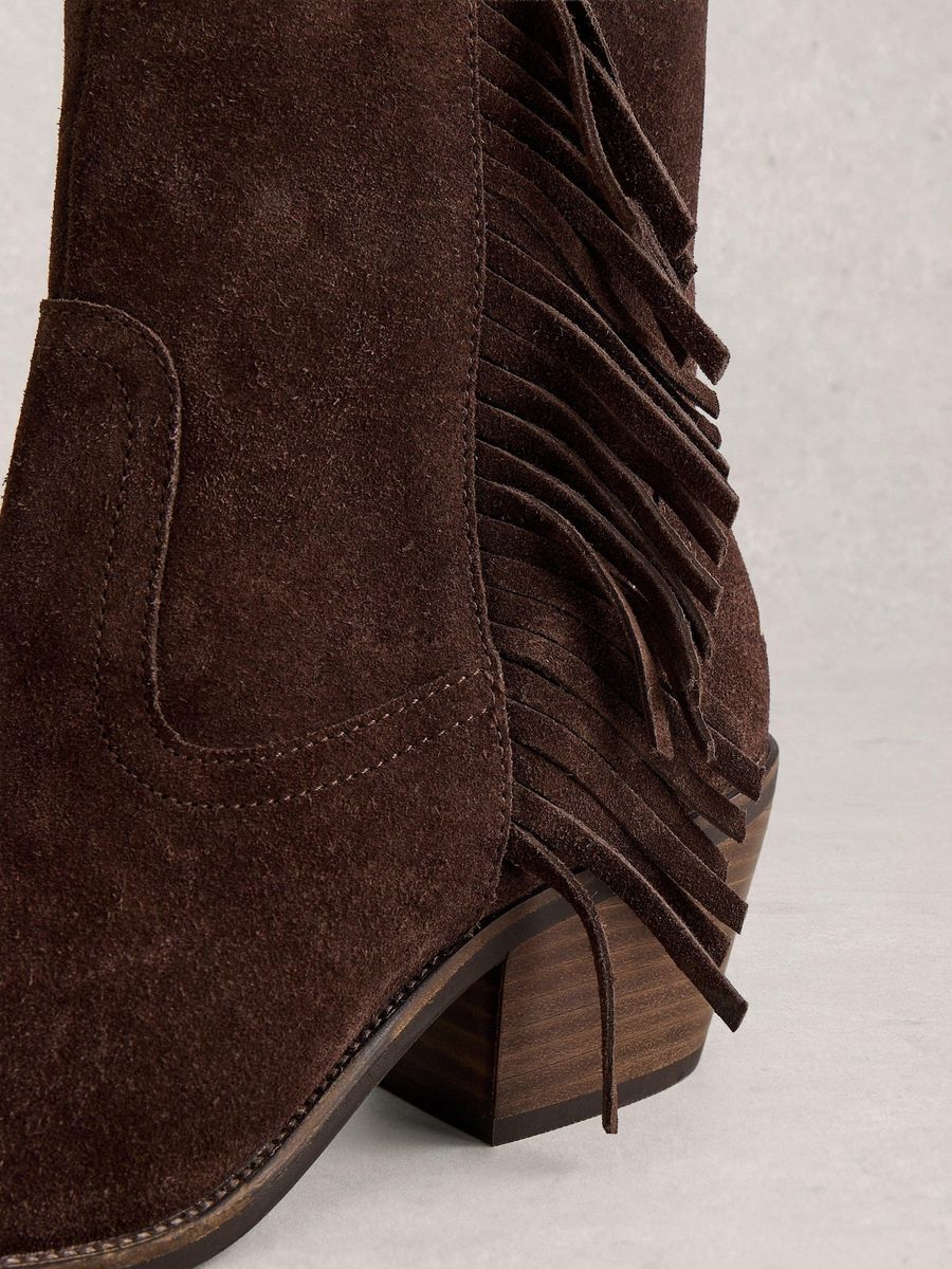 Western-Stiefeletten aus Wildleder mit Fransen