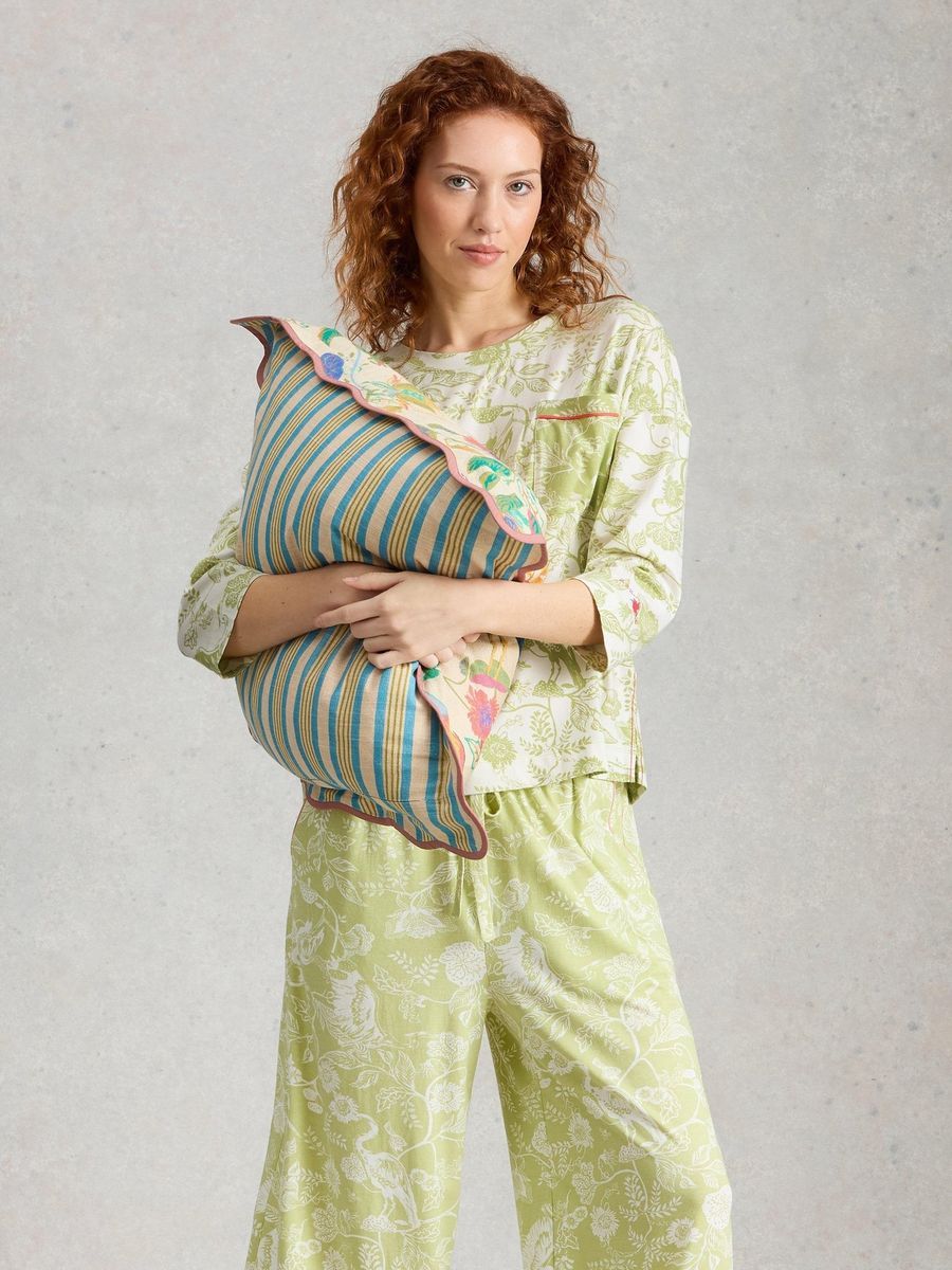 Kastiges Pyjamatop mit botanischem Print