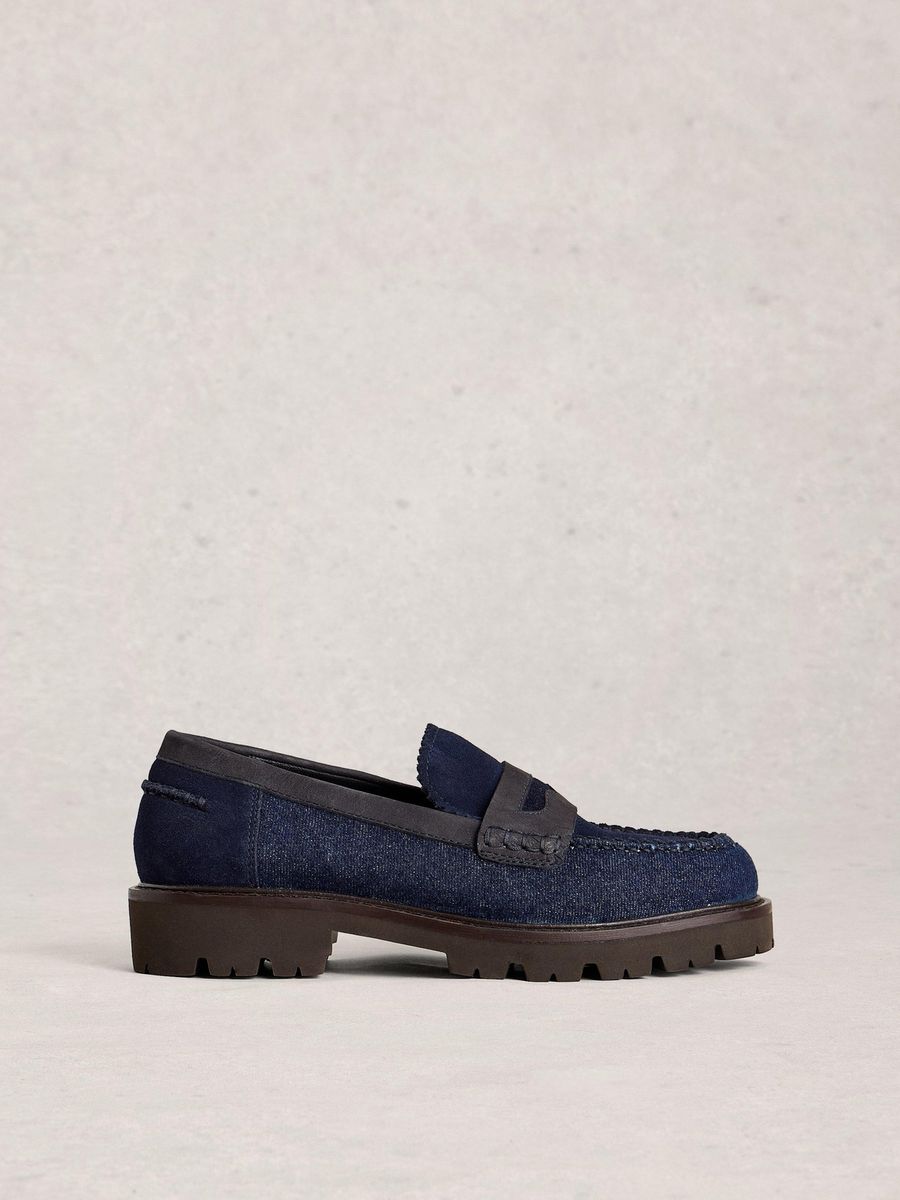 Moderne Plateau-Loafer in Jeans-Optik