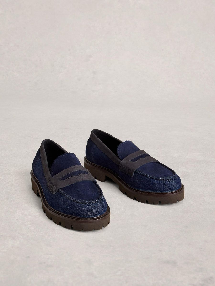 Moderne Plateau-Loafer in Jeans-Optik