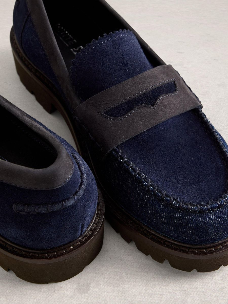 Moderne Plateau-Loafer in Jeans-Optik