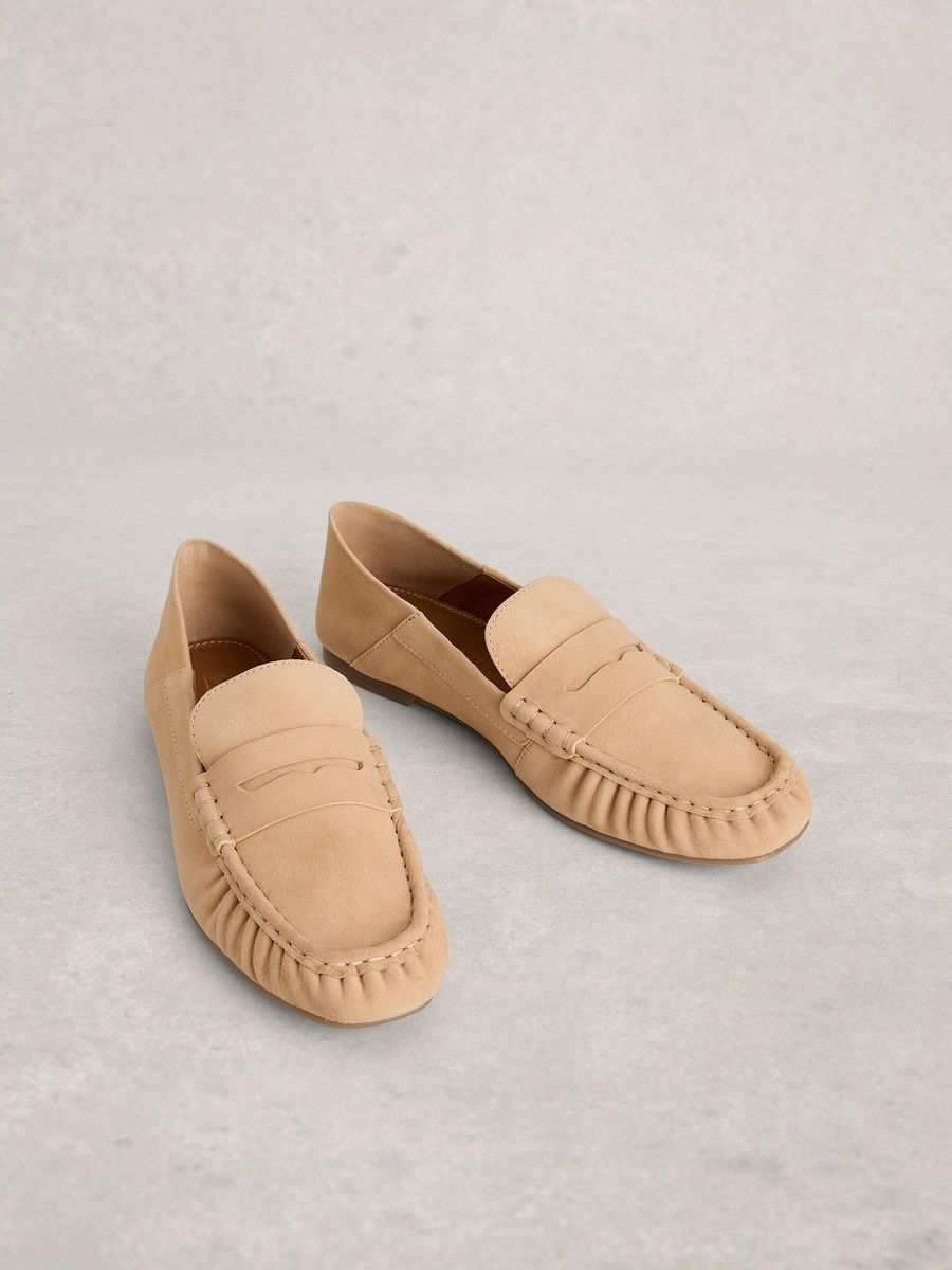 Weiche geraffte Wildleder Penny Loafer