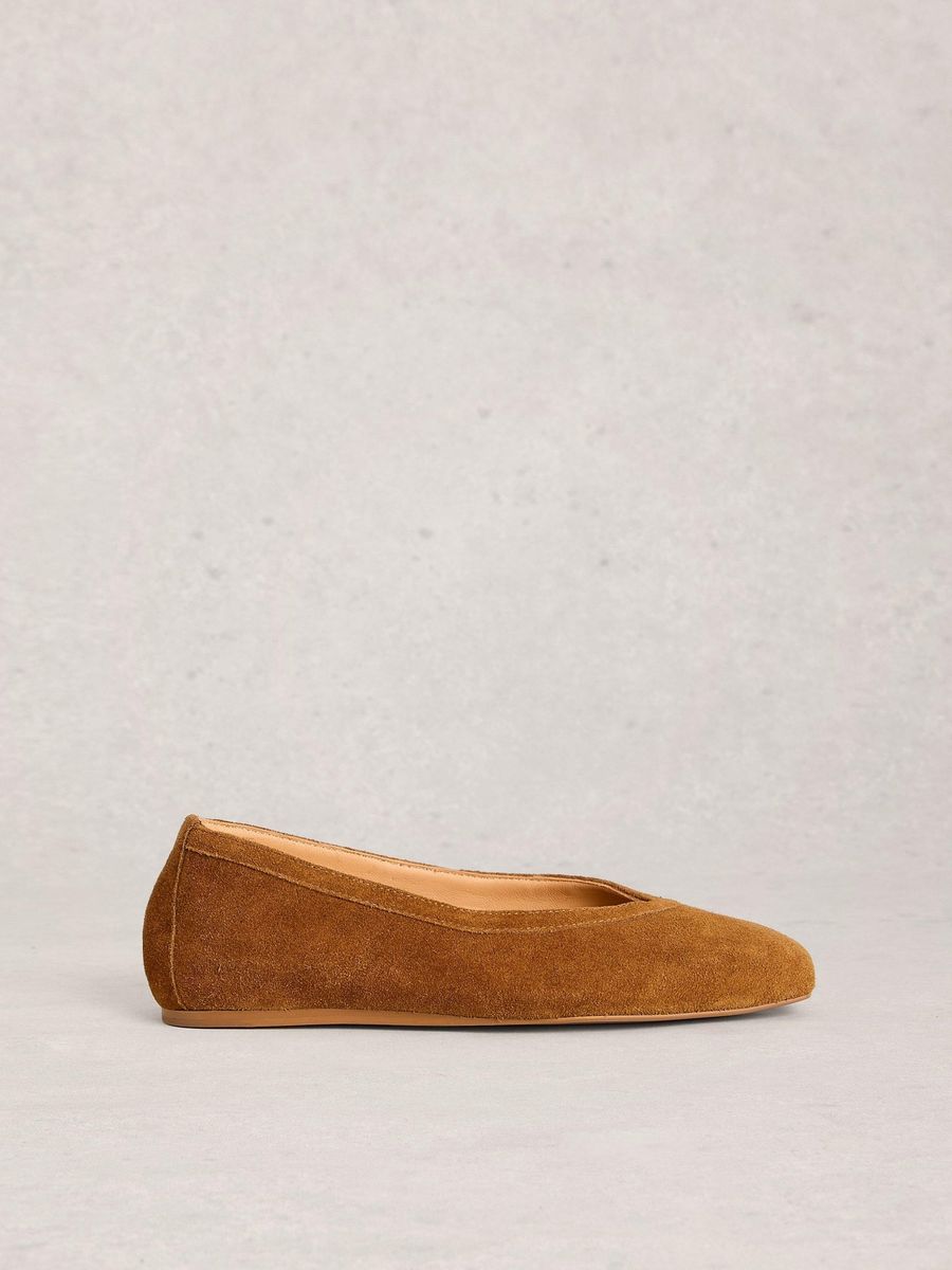 Suede-Ballerinas mit eckiger Spitze