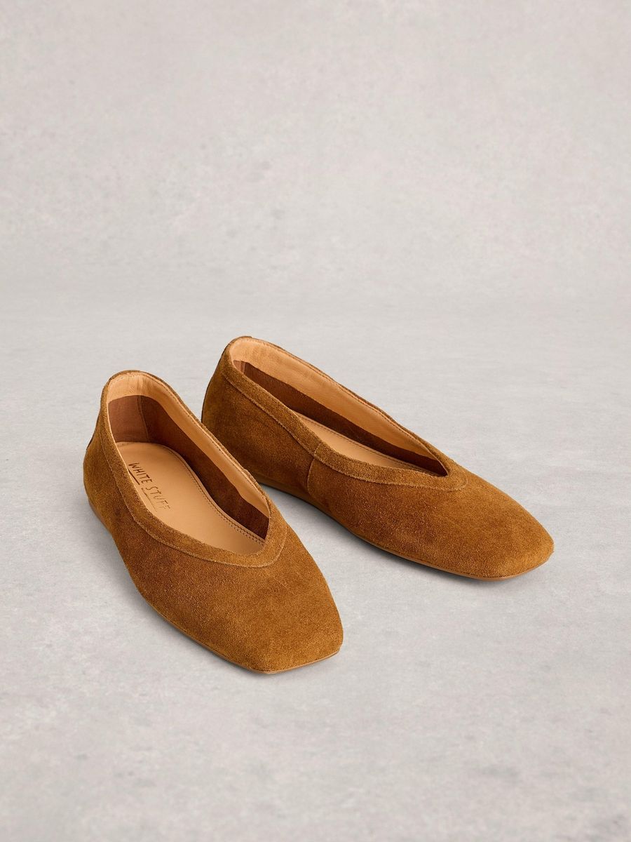Suede-Ballerinas mit eckiger Spitze