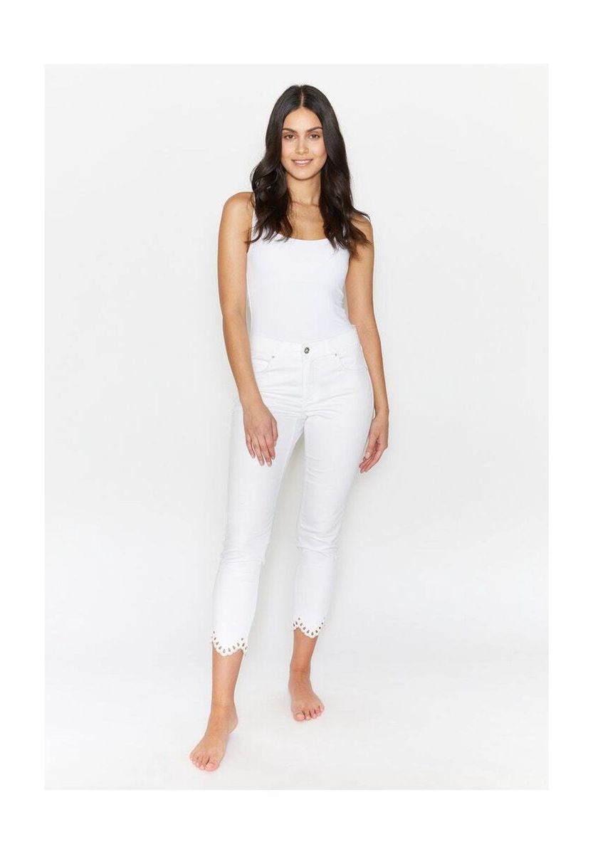 Schmale Cropped-Jeans mit Wellensaum