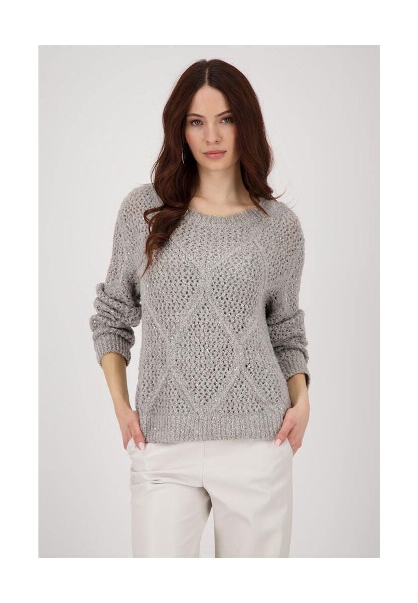 Ajour-Strickpullover mit Pailletten