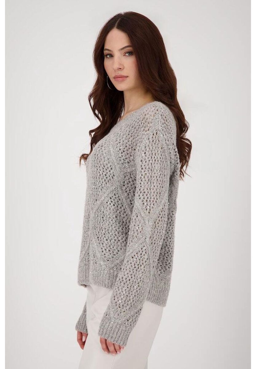Ajour-Strickpullover mit Pailletten