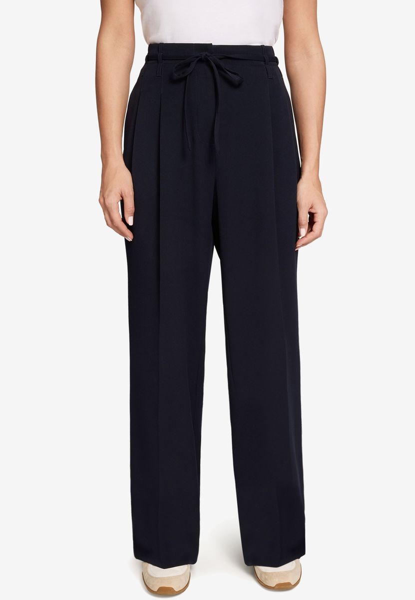Hochgeschnittene Weitbein-Hose mit Bindeband
