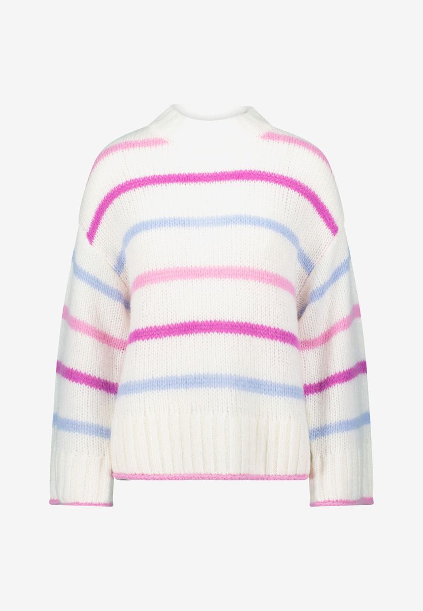 Grobstrickpullover mit bunten Streifen