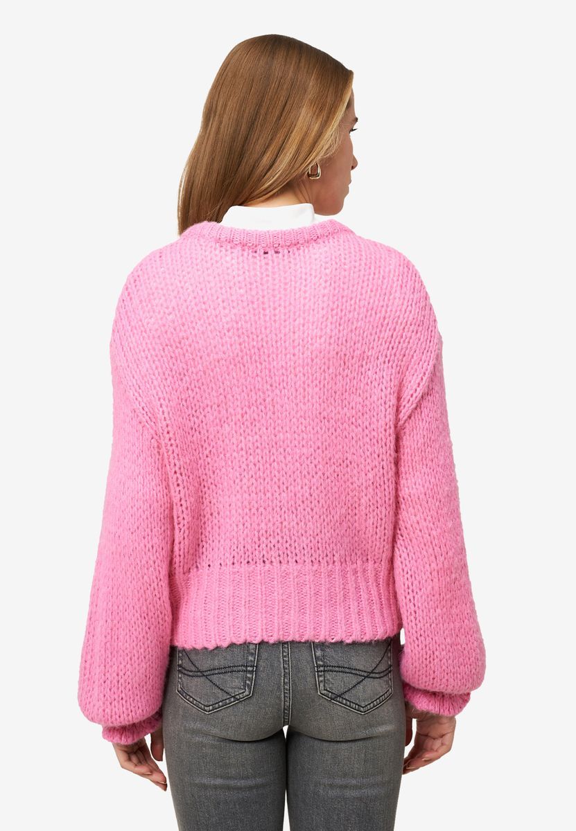 Grobstrickpullover mit Logostickerei