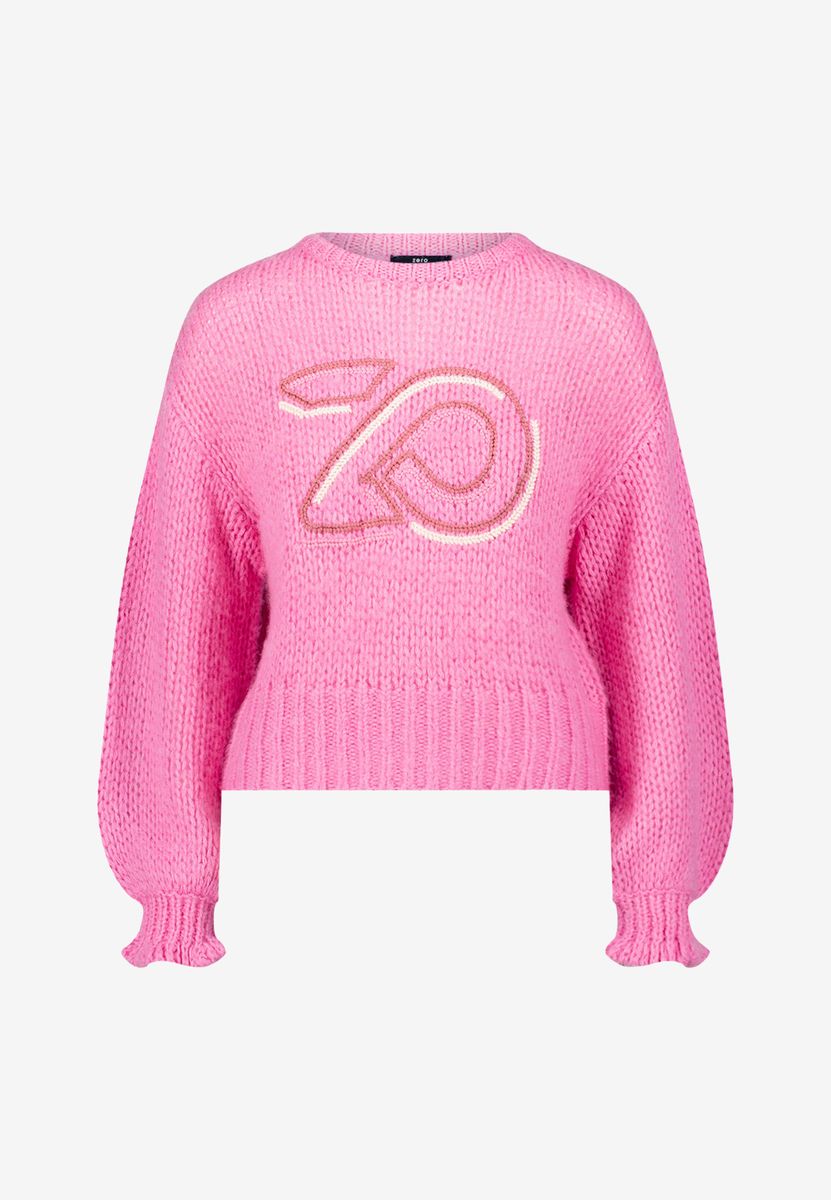 Grobstrickpullover mit Logostickerei