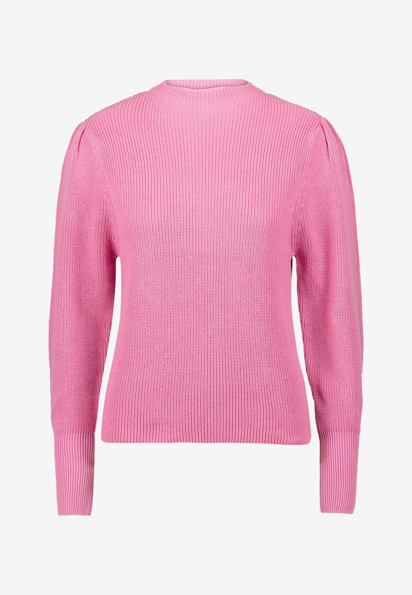 Rippstrickpullover mit Ballonärmeln