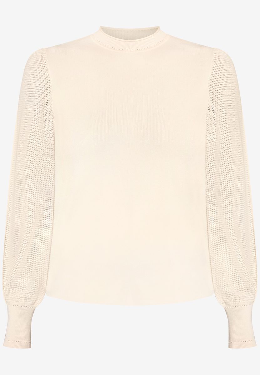 Stehkragenpullover mit Strukturärmeln