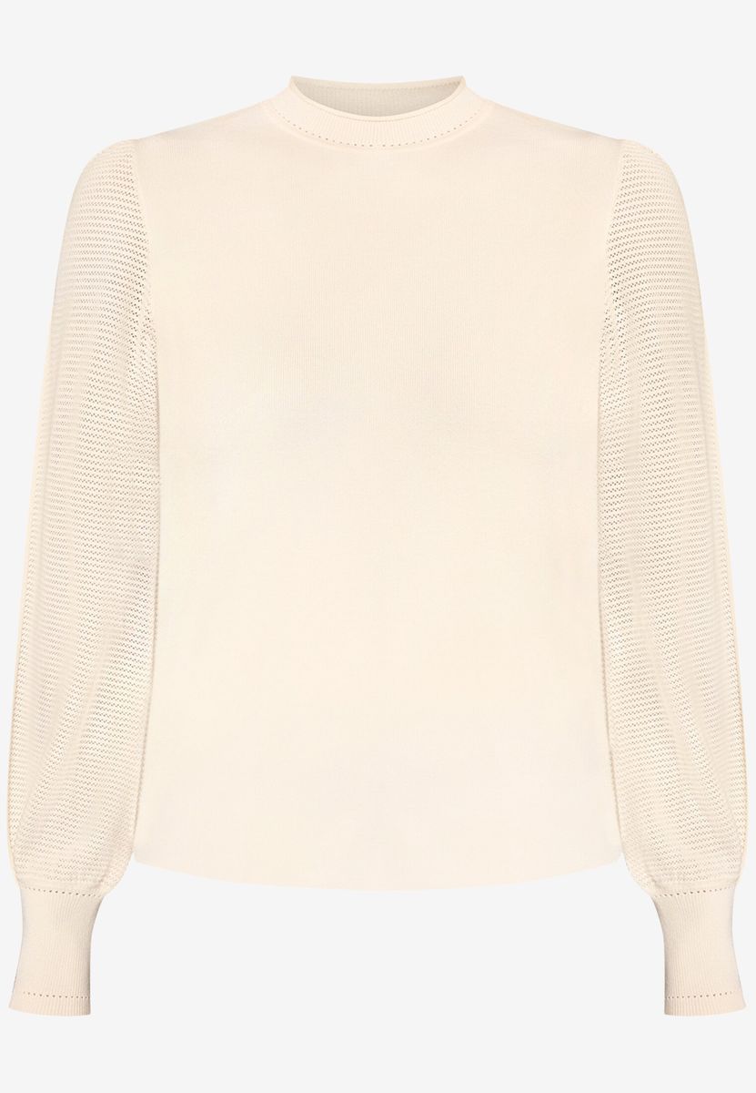 Stehkragenpullover mit Strukturärmeln