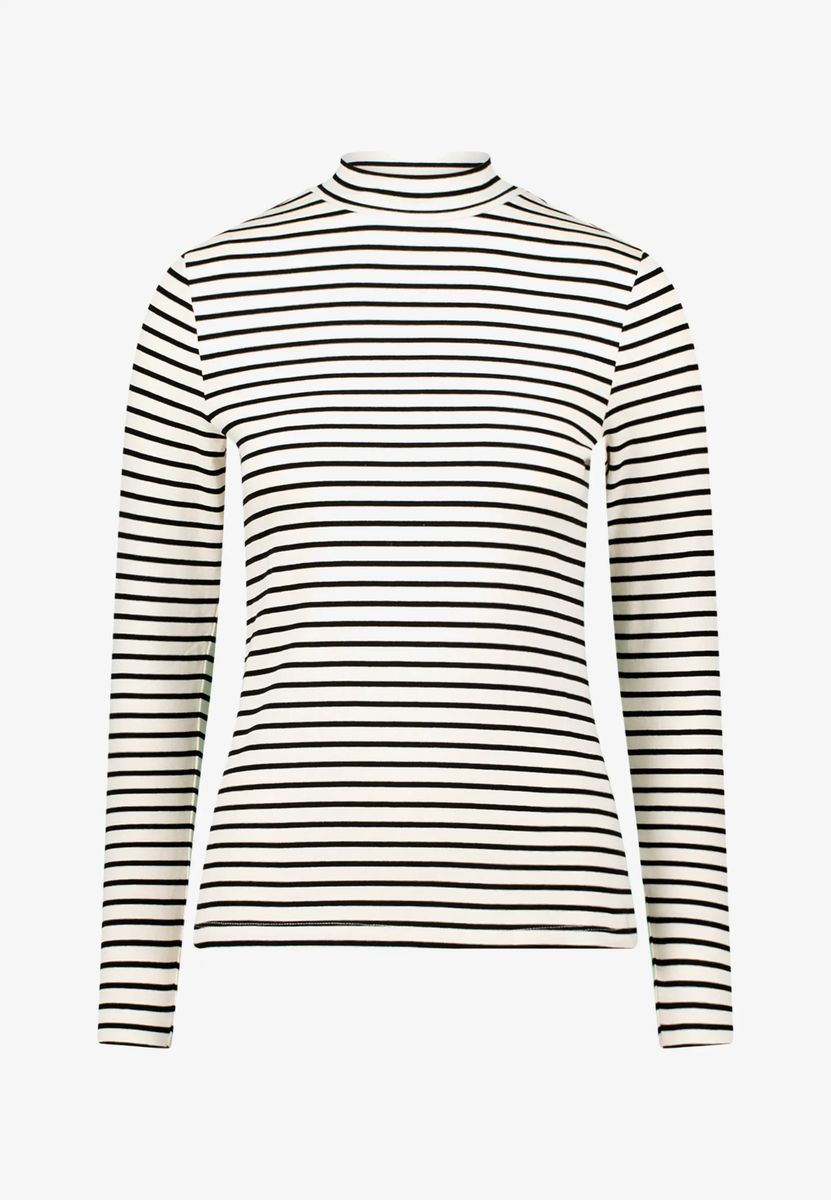 Gestreiftes Langarmshirt mit Stehkragen