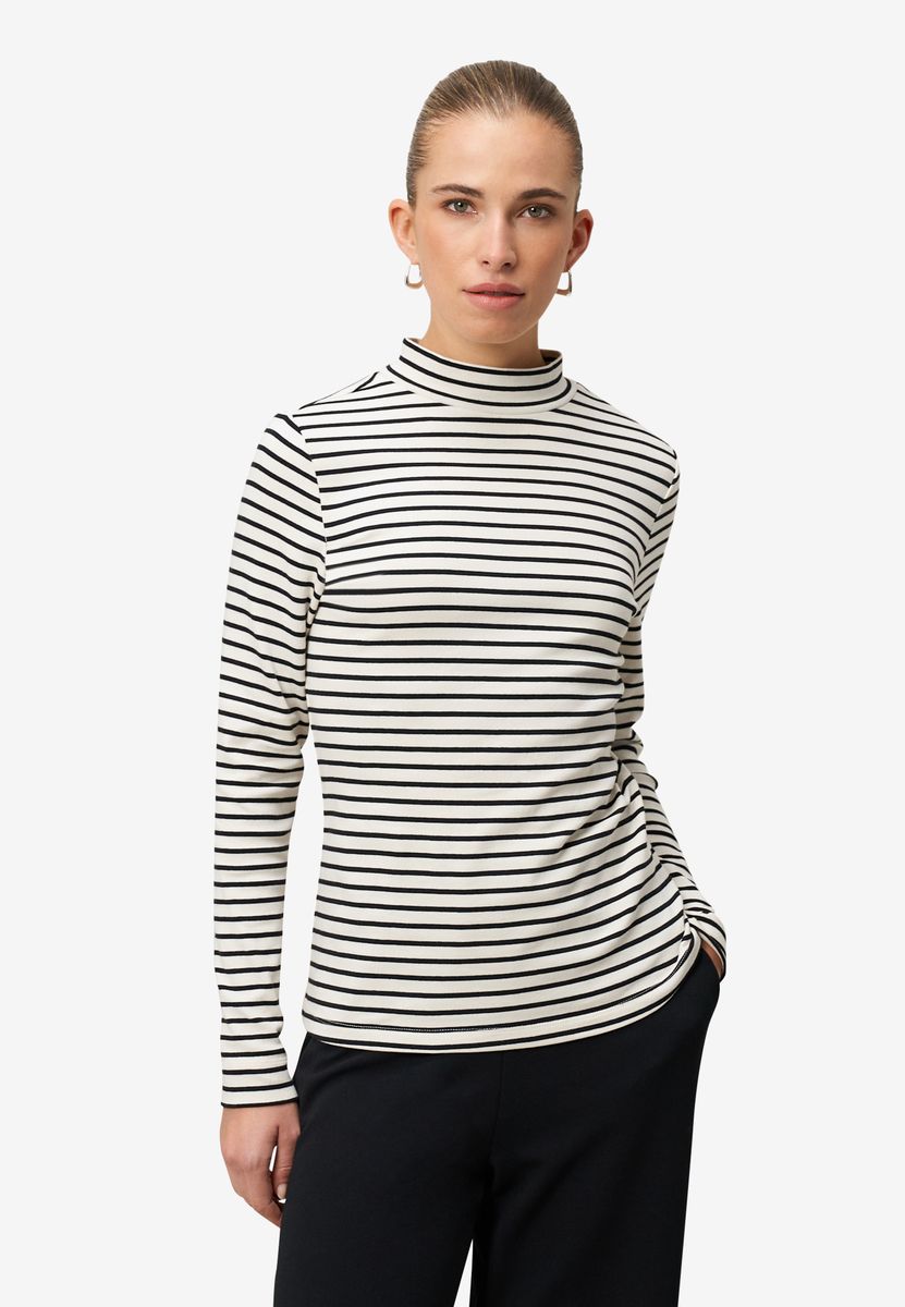 Gestreiftes Langarmshirt mit Stehkragen