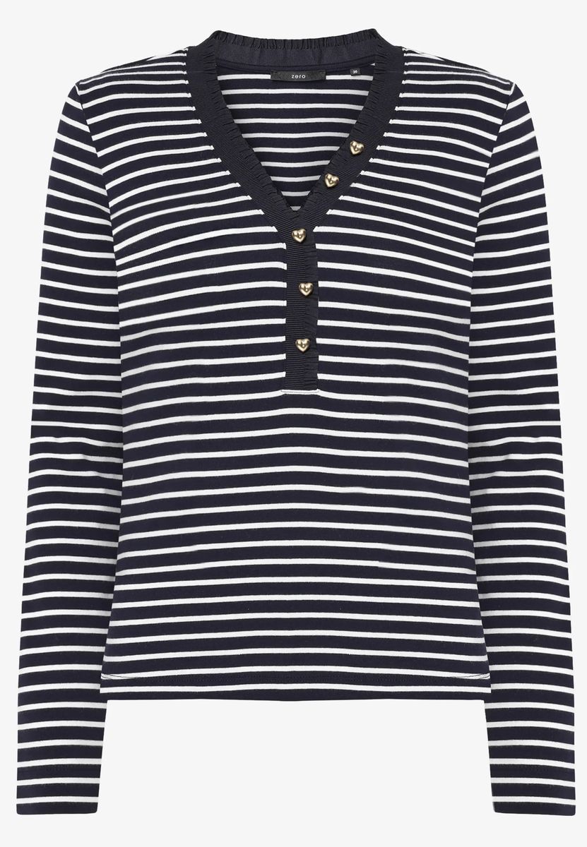 Gestreiftes Langarmshirt mit Rüschen