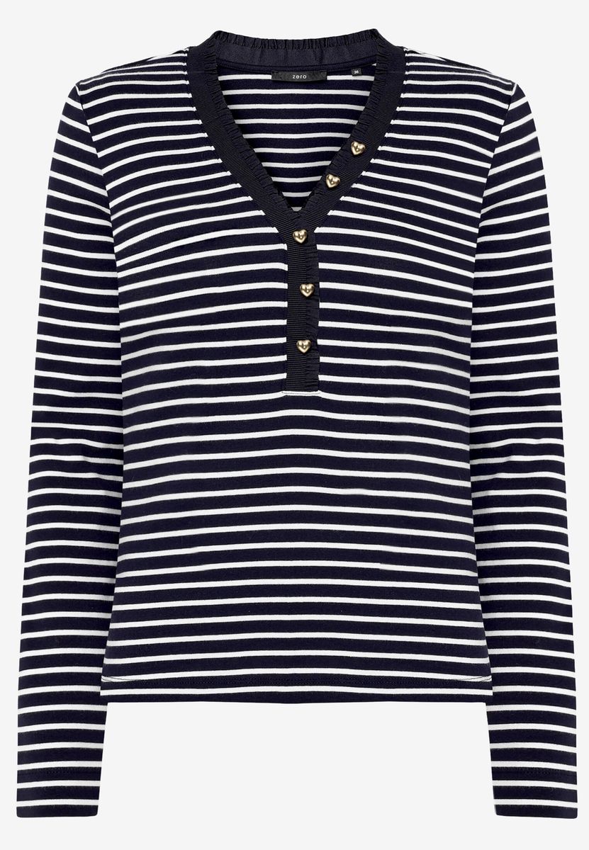 Gestreiftes Langarmshirt mit Rüschen