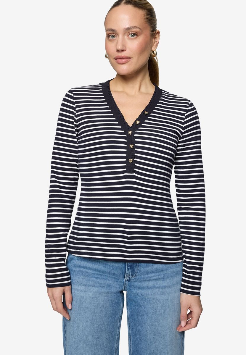 Gestreiftes Langarmshirt mit Rüschen
