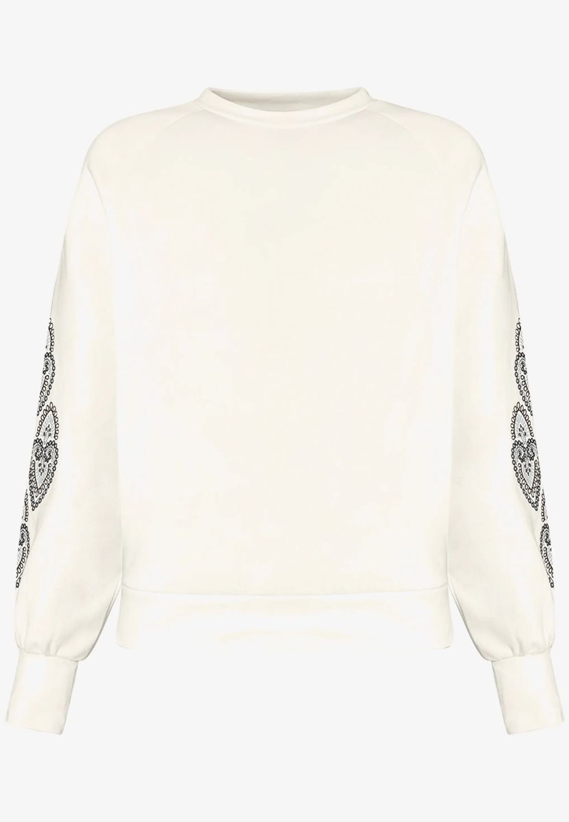 Sweatshirt mit bestickten Ärmeln