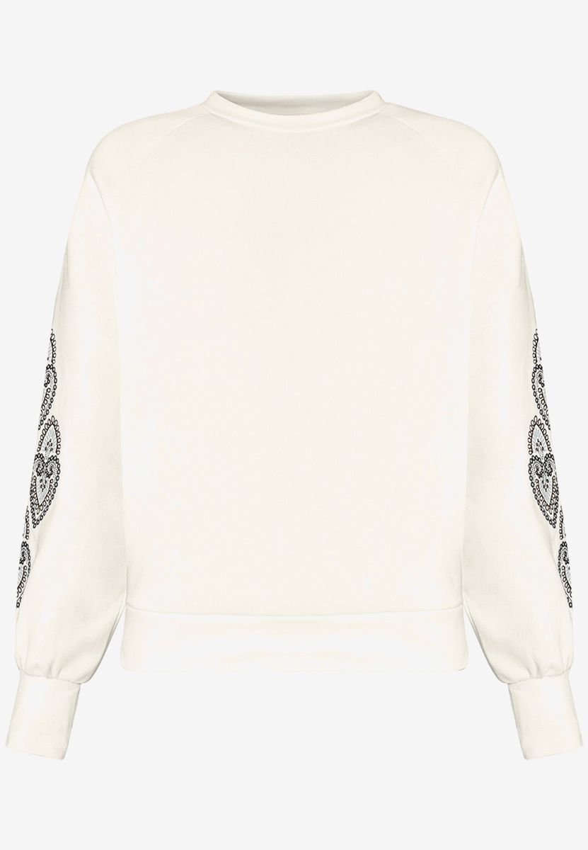 Sweatshirt mit bestickten Ärmeln