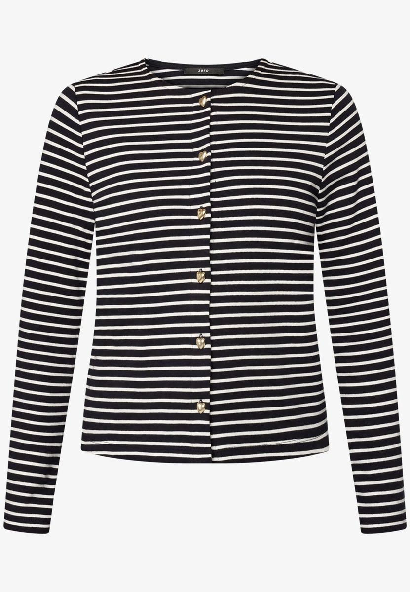 Gestreiftes Sweat-Top mit Knopfleiste