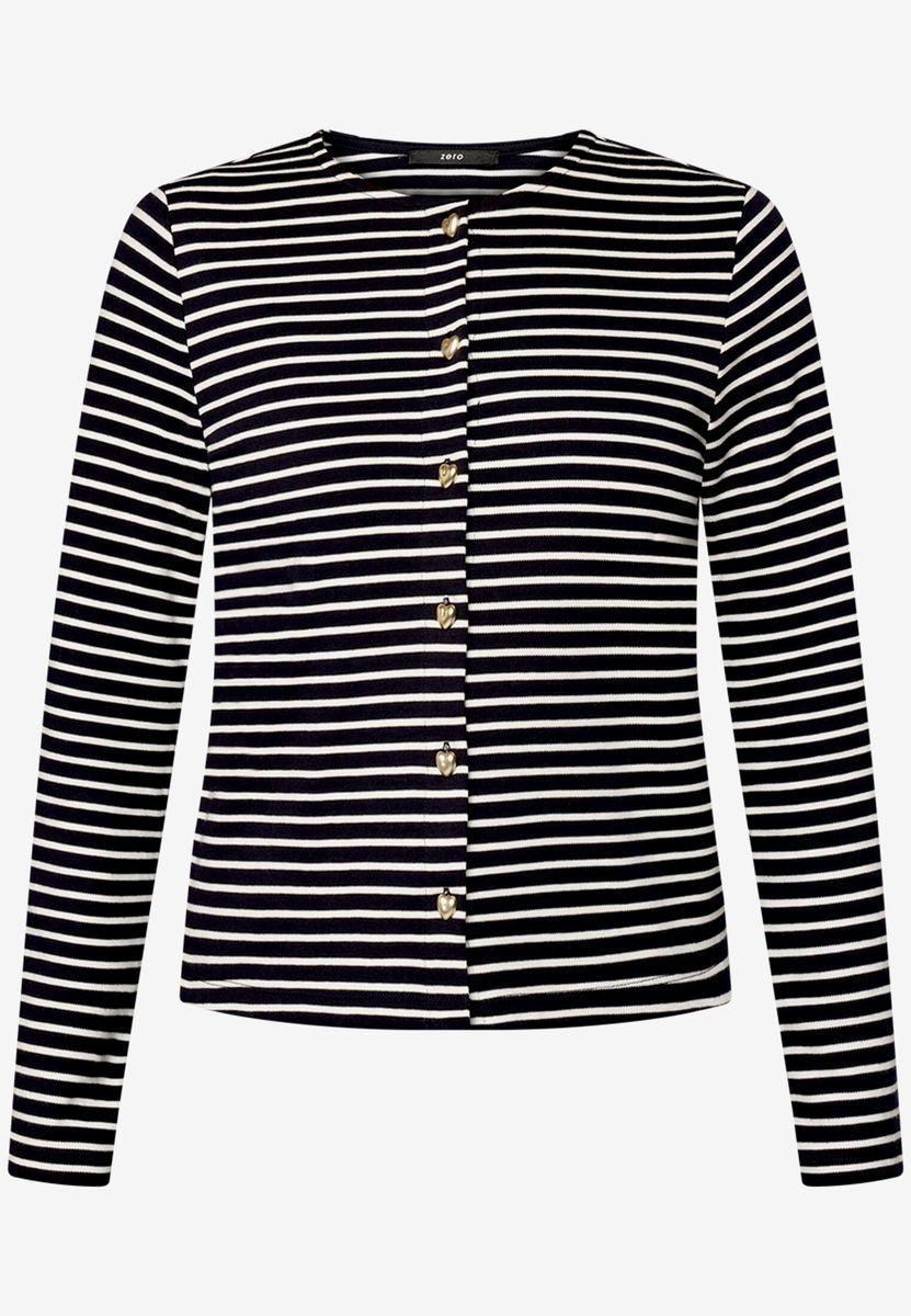 Gestreiftes Sweat-Top mit Knopfleiste