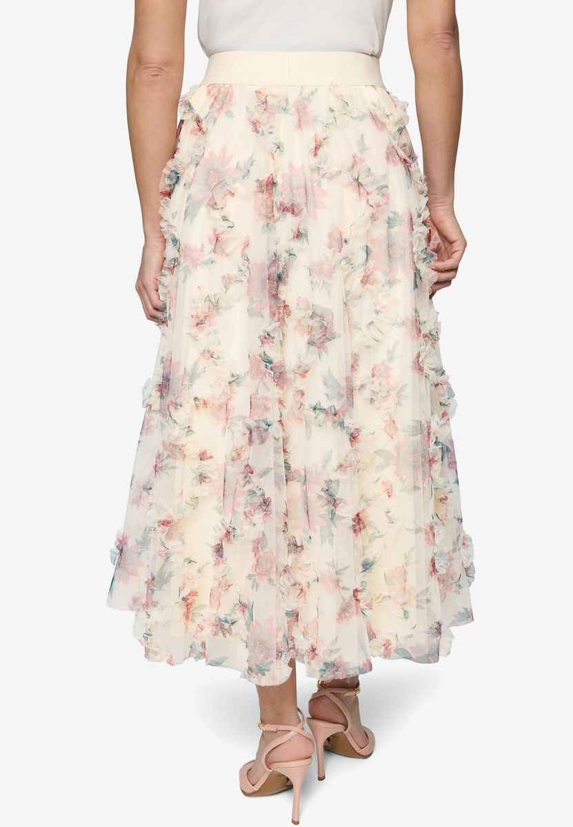 Luftiger Tüll-Maxirock mit Blumenprint