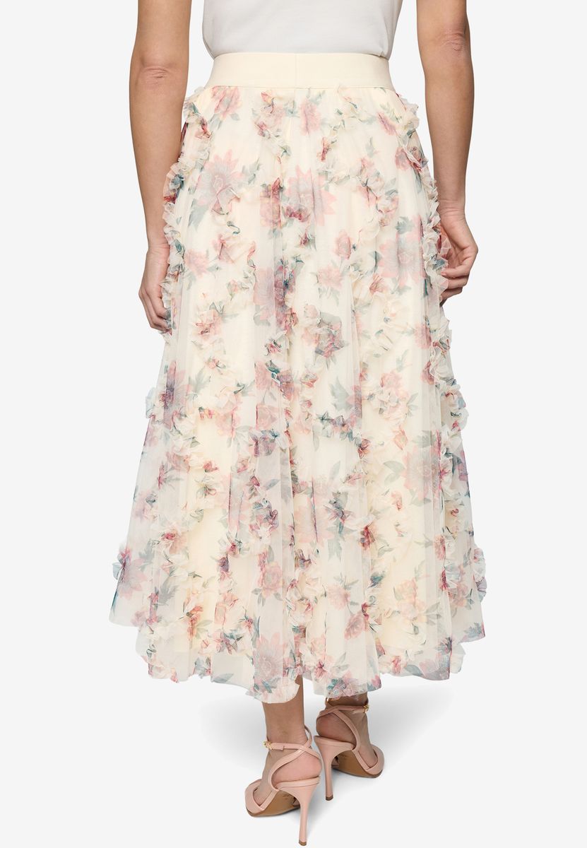 Luftiger Tüll-Maxirock mit Blumenprint