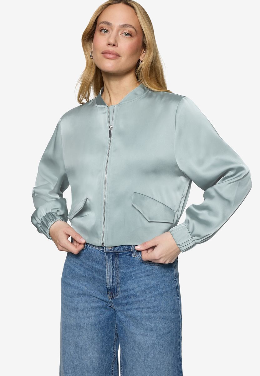 Kurze Bomberjacke aus Satin