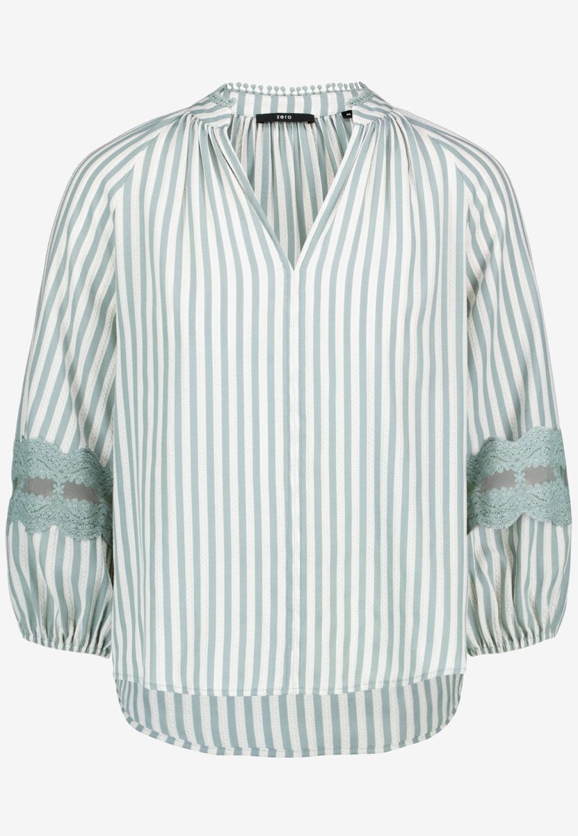 Gestreifte Schlupfbluse mit Spitze-Details