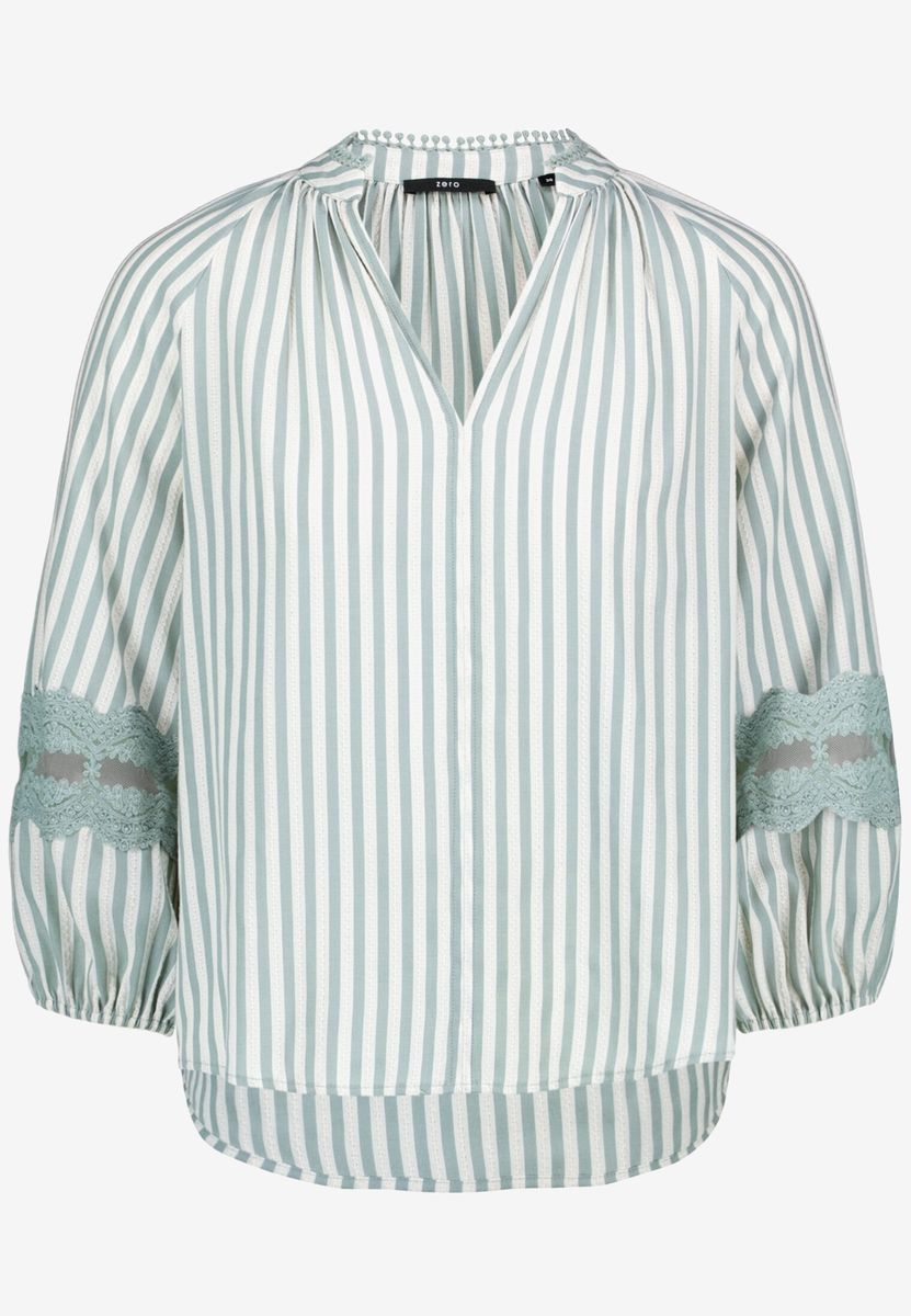 Gestreifte Schlupfbluse mit Spitze-Details