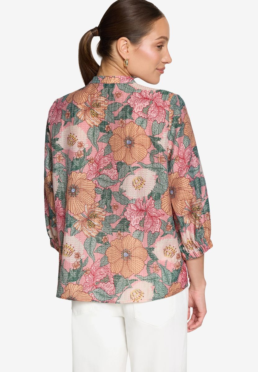 Florale Schlupfbluse mit Bindeband