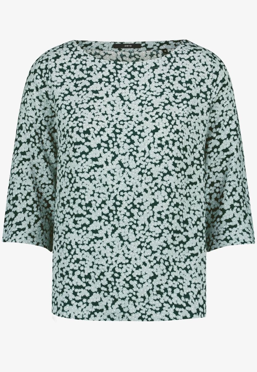Geblümtes Blusenshirt mit U-Boot-Ausschnitt