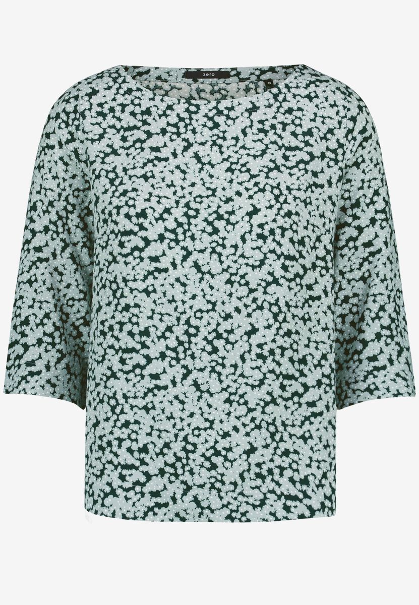 Geblümtes Blusenshirt mit U-Boot-Ausschnitt