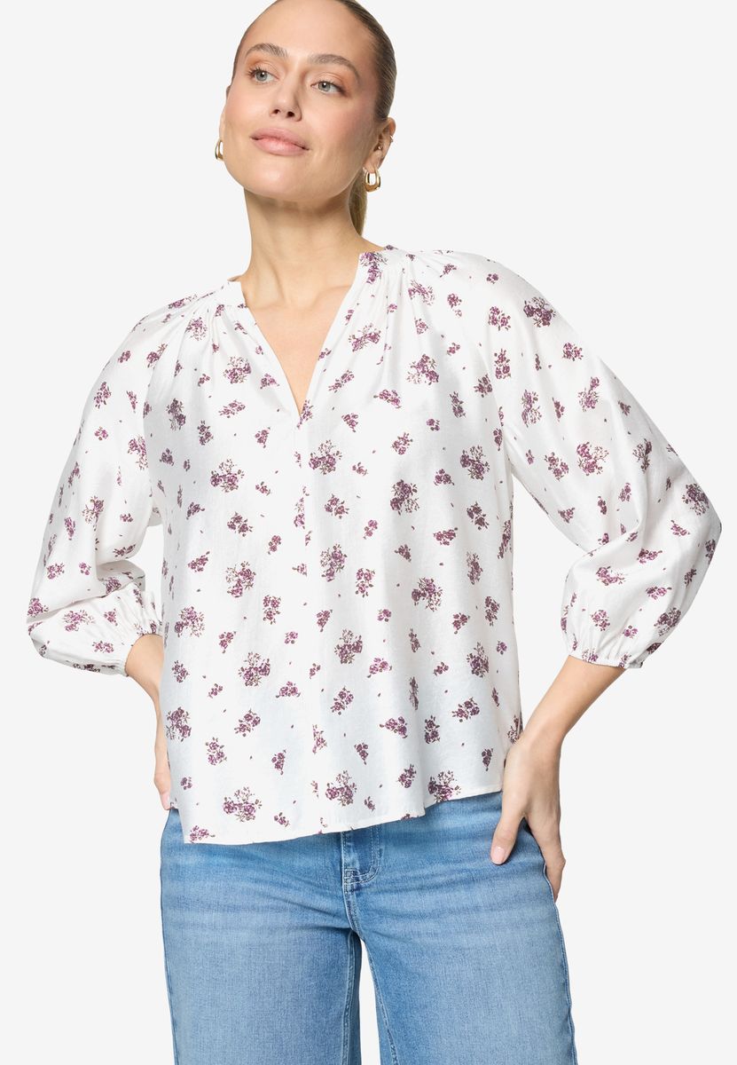 Geblümte Bluse mit V-Ausschnitt