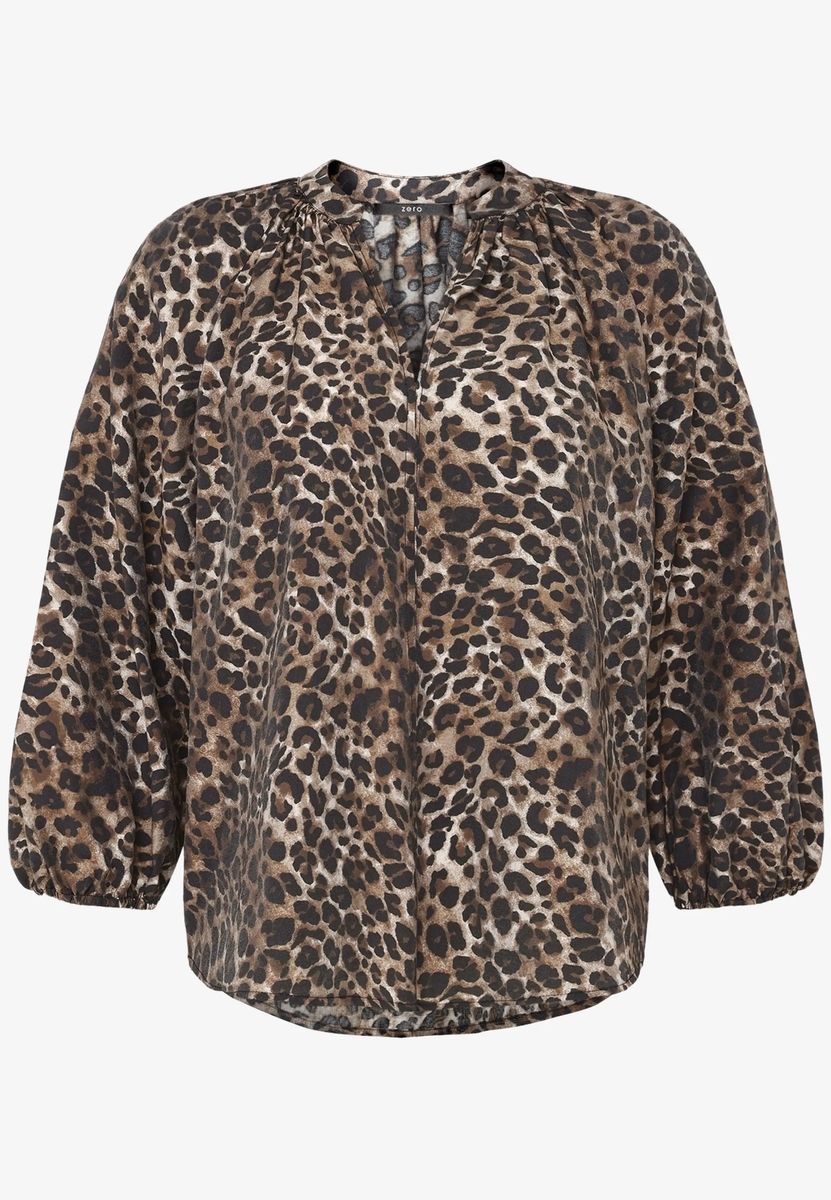 Locker geschnittene Schlupfbluse mit Leoprint